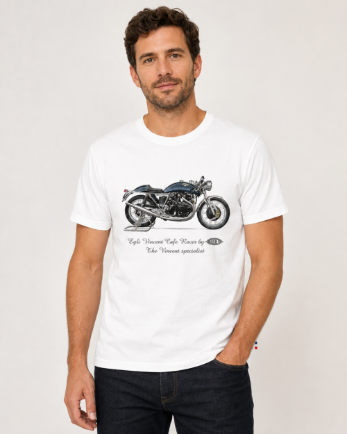 White T-Shirt Cafe Racer – Made in France
